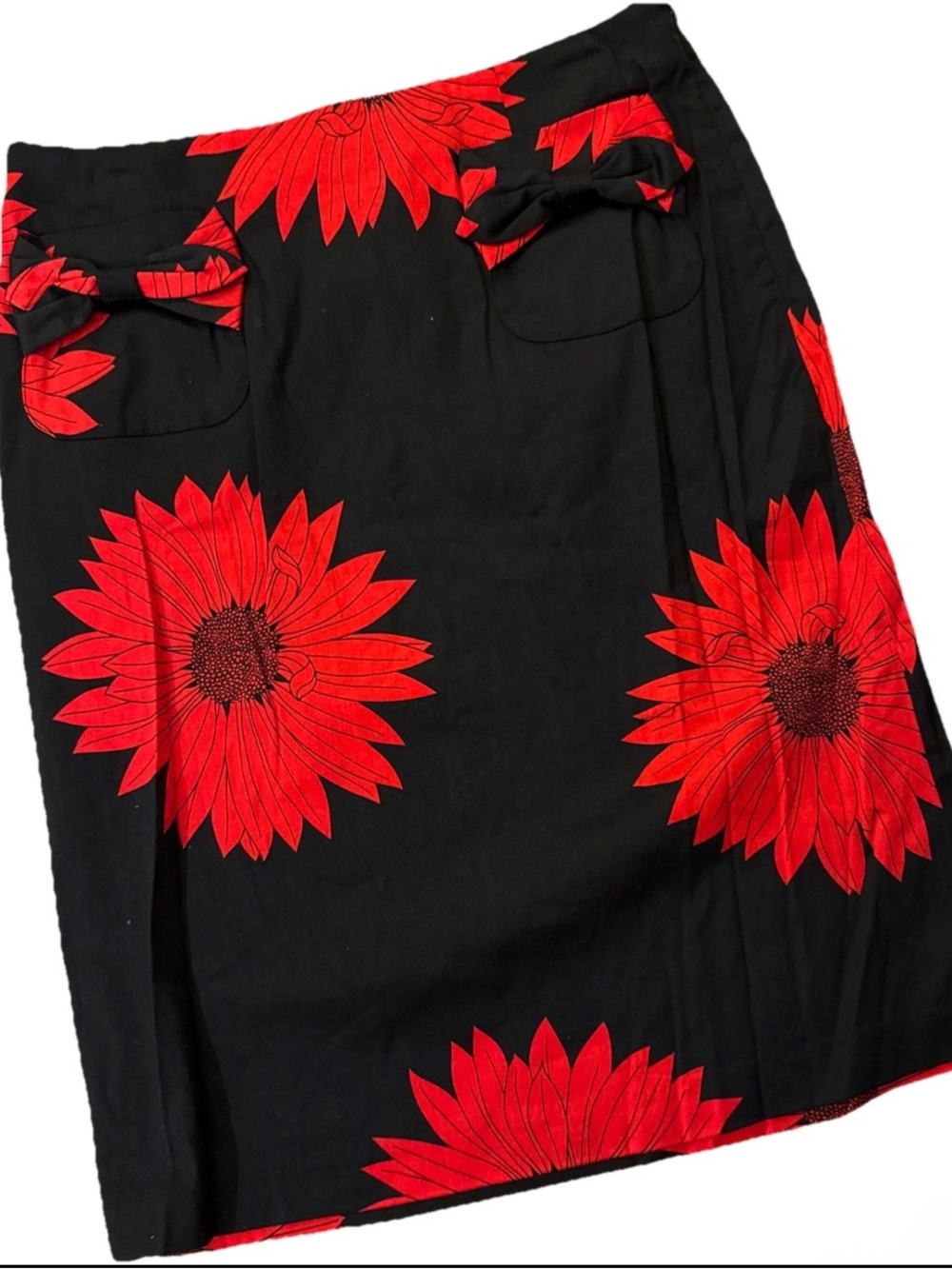 Grace Dane Lewis Workshop Skirt Cotton Black Red Sunflower  Knee Lng Mini 8 NWT